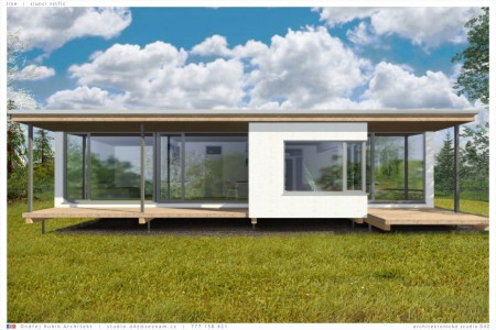 LINE - SLUNCI VSTŘÍC.  Prosklený pavilon. Ideální orientace jižním směrem umožní celodenní proslunění interiéru v průběhu roku.